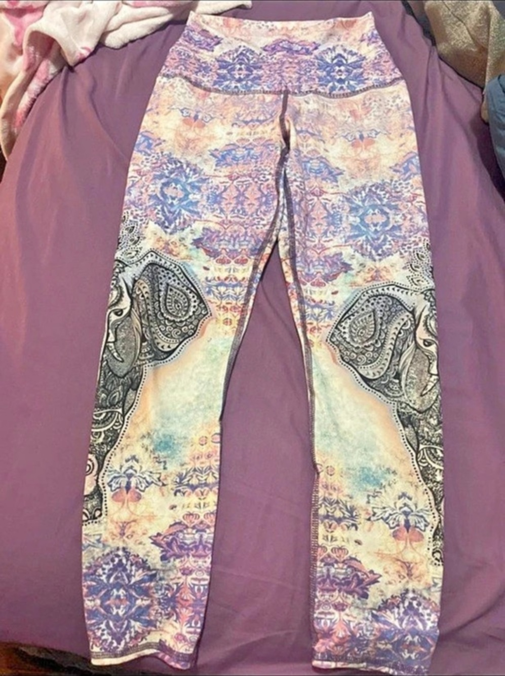 Creation Printed Leggings in Purple & Blue Size Small